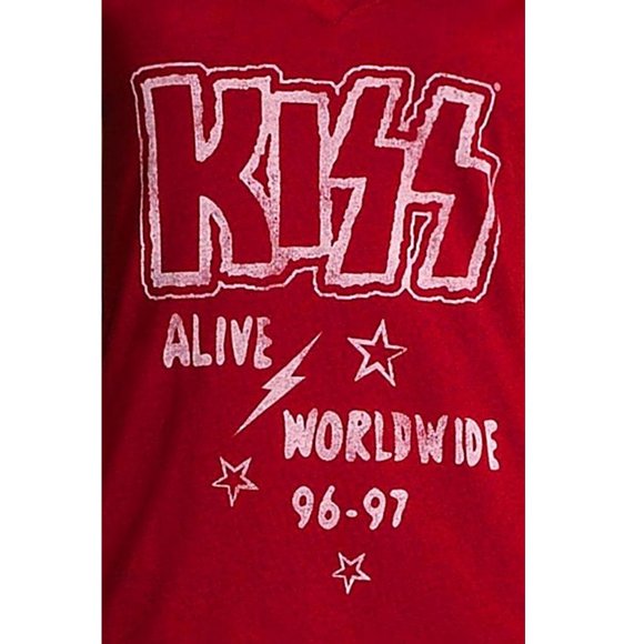 Kiss Band Alive Worldwide 96-97 rock Official V-neck T-Shirt L NWT - Picture 2 of 3